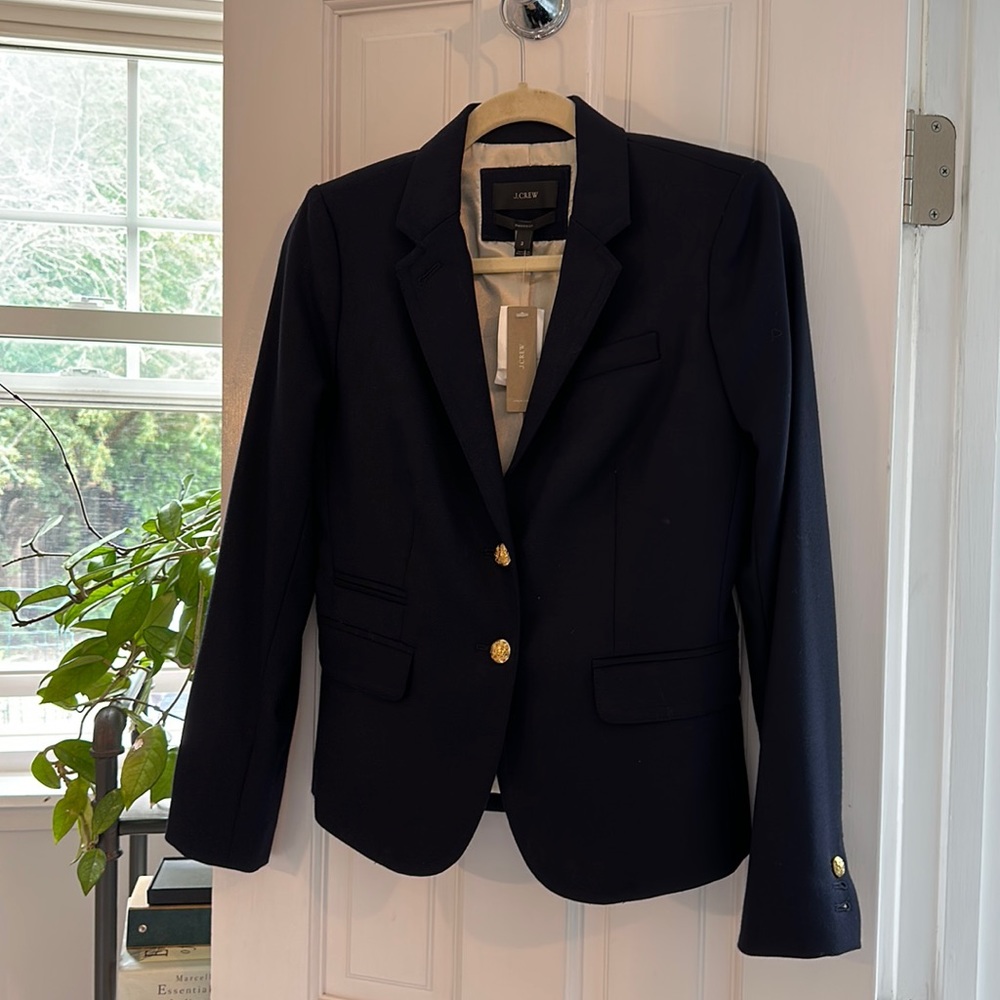 J.Crew women’s navy schoolboy blazer. Size 2. New with tags.